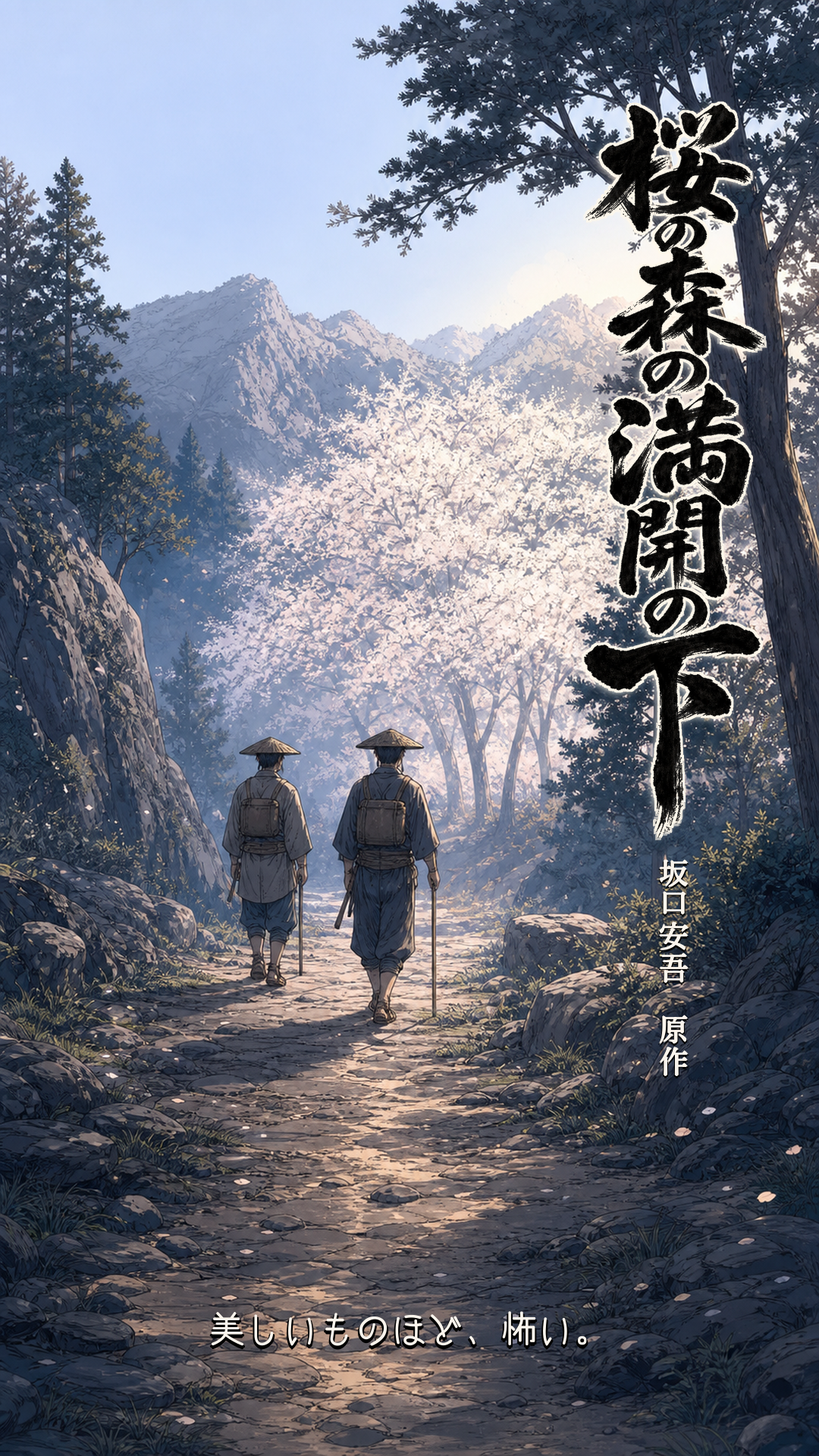 坂口安吾『桜の森の満開の下』漫画版の表紙。満開の桜と不穏な美しさを描いている