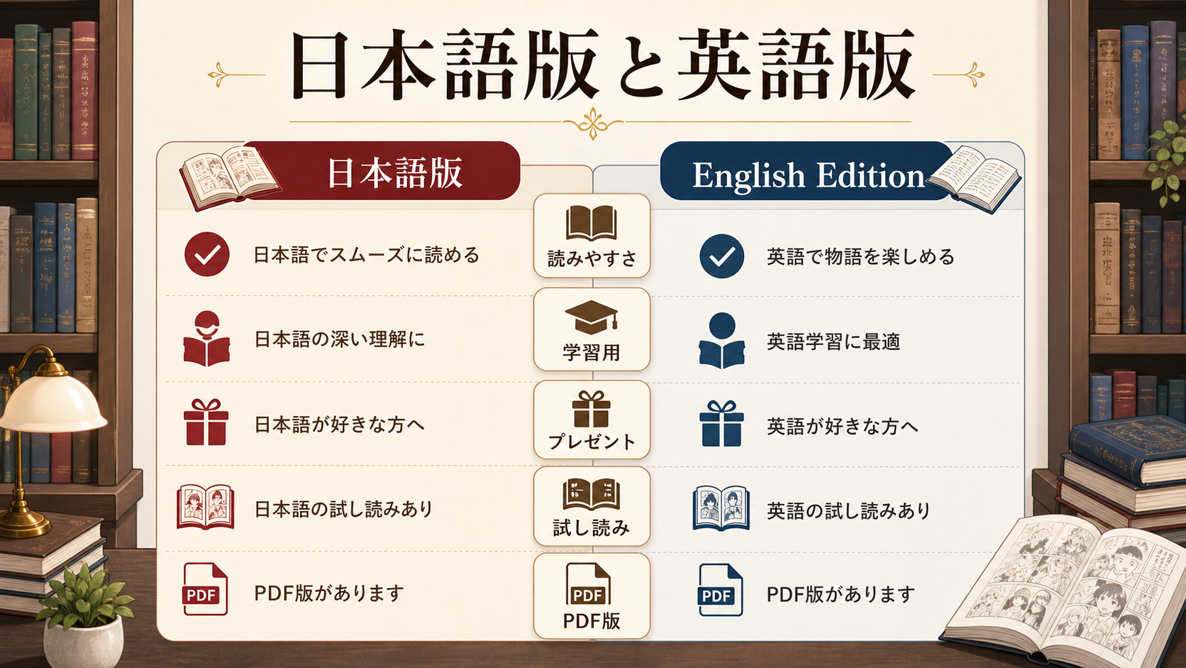 名著漫画ブログで作品詳細、試し読み、BOOTHとGumroadの購入導線を確認する流れ図